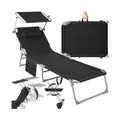Produktbild: tectake® Sonnenliege, klappbar, 4-fach verstellbare Rückenlehne mit Kopfpolster, 190 x 68 x 28 cm, mit Seitentasche