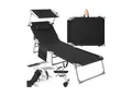 Produktbild: tectake® Sonnenliege, klappbar, 4-fach verstellbare Rückenlehne mit Kopfpolster, 190 x 68 x 28 cm, mit Seitentasche