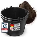 Produktbild: 2X Oramics 12L Eimer mit Ausguss Tülle – Baueimer Kübel für Zement und Mörtel – Stabiler Wassereimer mit Skala für Haushalt, Garten, Baustellen und Landwirtschaft (2X 12 Liter Mörteleimer)