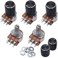 Produktbild: Taiss/5 stücke 10K Ohm Potentiometer 6 Pins Split Welle Rotary Linear Dual Taper Audio B Typ Lautstärkeregler Potentiometer B10K + 5 stücke Knopf