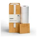 Produktbild: HENNEZ Toilettenpapierhalter Toilettenpapier Aufbewahrung Bambus mit Deckel & Ablage, 4 Rollen Klopapier,  Toilettenpapierhalter Klopapierhalter stehend braun 13.5 cm x 13.5 cm x 42 cm