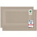Produktbild: Komfortec Badvorleger Set 2 Teilig, Frottee Duschvorleger, Waschbar Duschmatte & Badteppich, 600 g/m² &100% Baumwolle, Saugfähig & Schnelltrocknend, 50 x 70 cm, Beige