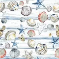 Produktbild: 20 Servietten Beach Shells Muscheln Strand Holz Maritim blau weiß Deko 33x33cm