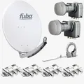 Produktbild: Fuba Sat Anlage 4 Teilnehmer - 2 Satelliten (z.B. Astra/Hotbird) | DAA 780 G Satellitenschüssel 80cm Alu hellgrau (Testergebnis: ausgezeichnet)*