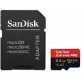 Produktbild: SANDISK Extreme PRO  R200/W90 microSDXC     64GB Kit, UHS-I U3, A2, Class 10