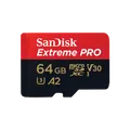 Produktbild: SanDisk Extreme Pro - Flash-Speicherkarte (microSDXC-an-SD-Adapter inbegriffen) - 64GB - A2 / Video Class V30 / UHS-I U3 / Class10 - microSDXC UHS-I (SDSQXCU-064G-GN6MA)