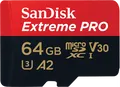 Produktbild: SanDisk Extreme PRO microSDXC 64 GB+SD Adapter 200MB/s 90MB/s A2 C10 V30 UHS-I U3 Micro SDXC GB (SDSQXCU-064G-GN6MA)
