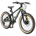 Produktbild: BIKESTAR Kinder Jugend Mountainbike 20 Zoll ab 6 - 7 Jahre | 7 Gang Hardtail MTB Sport Scheibenbremse Federgabel | Schwarz Grün