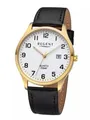 Produktbild: REGENT F-1417 Herrenuhr Gold Edelstahl 39 mm Leder 5 BAR