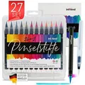 Produktbild: Intrend Brush-Pen Pinselstifte 24+2, Spitze flexibel, inkl. Wassertankpinsel und Aquarellpapier, 24 Stück