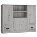 Produktbild: vidaXL Highboard 3 STK., Sideboard mit viel Stauraum, Mehrzweckschrank Buffetschrank, Kommode Schrank für Wohnzimmer, Modern, Grau Sonoma Holzwerkstoff