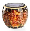Produktbild: Esotec Solar Mosaikleuchte Brillant, Echtglas, mehrfarbiges Mosaik, LED Tischleuchte außen, Dekolicht, Crackle Bruchglas, Windlicht, Dekoleuchte draußen, 2800K, IP44, outdoor, wetterfest 102066