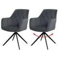 Produktbild: Mendler 2er-Set Esszimmerstuhl HWC-L80, Küchenstuhl Polsterstuhl Stuhl mit Armlehne, drehbar, Metall Stoff/Textil - anthrazit