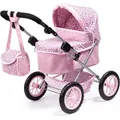 Produktbild: Bayer Design 13002AA Puppenwagen Trendy mit Tasche, verstellbarem Griff, großen Rädern, integriertem Korb, Leoparden-Muster - Rosa