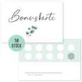Produktbild: Things of Happiness Blanko Bonuskarten (50 Stück) im schlichten Design | Bonus/Stempelkarten für Nagelstudio, Friseur, Massage, Kosmetik, Physiotherapeut (Bonuskarte Eucalyptus)