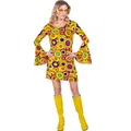 Produktbild: W WIDMANN MILANO Party Fashion - 70er Jahre Kleid für Damen, Kreismuster, mit Trompetenärmeln, Kostüm für Karneval, Festival, Mottoparty