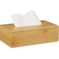 Produktbild: Relaxdays Kosmetiktücherbox Bambus, HBT: 8,5 x 27,5 x 15,5 cm, Tuchspender für Taschentücher u. Kosmetiktücher, natur