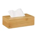 Produktbild: Relaxdays Kosmetiktücherbox Bambus, HBT: 8,5 x 27,5 x 15,5 cm, Tuchspender für Taschentücher u. Kosmetiktücher, Natur
