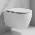 Produktbild: ADOB, spülrandlose WC Keramik Nanoversiegelung Hänge WC Toilette wandhängend 6 Liter wassersparend mit passendem WC Sitz mit Absenkautomatik, inkl. Schallschutzmatte,28023