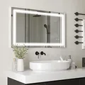 Produktbild: kleankin Badspiegel, Badezimmerspiegel mit LED-Beleuchtung, Wandspiegel mit Touchschalter, 3 Lichtfarben, Lichtspiegel IP44 Wasserdicht, 100 x 60 cm