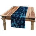 Produktbild: Abakuhaus Tischläufer Esszimmer Küche Rechteckiger Dekorativer Tischläufer, Blau Damast spornte Zusammenfassung 40 cm x 225 cm