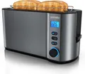 Produktbild: Arendo Toaster 4 Scheiben, Langschlitztoaster, Langschlitz, Edelstahl, 1500W, Display mit Restzeitanzeige, Brötchenaufsatz, Defrost Funktion, Wärmeisolierendes Gehäuse, Grau
