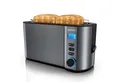 Produktbild: Arendo Toaster Display mit Restzeitanzeige, Edelstahl, Langschlitz, Krümelschublade, 2 lange Schlitze, für 4 Scheiben, 1500 W, Defrost Funktion, Wärmeisolierendes Gehäuse, mit Brötchenaufsatz