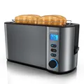Produktbild: Arendo 4-Scheiben-Langschlitz-Toaster, 1500W, Display, grau