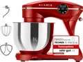 Produktbild: KLAMER Küchenmaschine 1800W, Knetmaschine mit 6 Liter Edelstahl Schüssel, 10 Geschwindigkeitsstufen mit Timer, Rührbesen, Knethaken, Schneebesen und Spritzschutz, rot