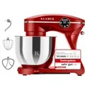 Produktbild: KLAMER Küchenmaschine 1800W, Knetmaschine Brotteig mit Edelstahl-Rührschüssel 6 L, 10 Stufen mit Timer, Planetenrührwerk, Rührbesen, Knethaken, Schneebesen & Sichtdeckel (rot)
