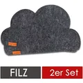 Produktbild: wortek Platzset Filz Kinder Tischset Platzset aus Filz Filzmatte, (Set, 2-St., 2-teilig), waschbare Tisch-Untersetzer, Teller-Untersetzer schwarz Wolkenform