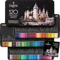 Produktbild: Castle Art Supplies 120 Buntstifte Set | Hochwertige Farbminen mit weichem Kern für Profi-, erfahrene und Farbkünstler | Geschützt und sortiert in einer Präsentationsbox aus Blech