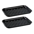 Produktbild: WENKO Grillschale Mod. Luca 2er Set, wiederverwendbar, mit Antihaft-Beschichtung für Fisch, Fleisch und Gemüse, hitzebeständig bis 220 °C, aus rostfreiem Edelstahl, 34,5 x 24,5 x 2,5 cm, Schwarz