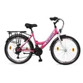 Produktbild: Talson Mädchen-Fahrrad 24 Zoll, 21-GG-Shimano, mit Beleuchtung und Gepäckträger, Farbe Rosa - Rosa