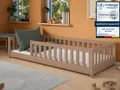 Produktbild: Kids Collective Kinderbett Bodenbett Bett mit Rausfallschutz & Lattenrost Montessori Bett Kinder (weitere Größen 80x160, 90x200, 120x200, 140x200 cm), Gitterbett Jugendbett Einzelbett Milchschokolade 80x180 cm
