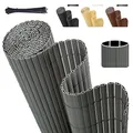 Produktbild: Sekey PVC Sichtschutzmatte 100x300m Doppelte Verstärkung Innen, Balkon Sichtschutz mit Kabelbindern, Sichtschutzzaun Windschutz Wasserdicht ohne Bohren für Balkon Garten, Grau