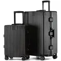 Produktbild: KOFA Zurich Kofferset 2 Teilig, M-55cm & XL-75cm Alu-Rahmen & Polycarbonat-Hartschale, Carry-on + Check-in Koffer, Reisekoffer Spinner mit 4 Rollen und doppelte TSA Schloss 35L + 94L (Schwarz)