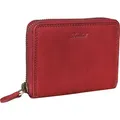 Produktbild: Benthill Kleine Geldbörse Leder | Mini Geldbeutel Damen mit RFID Schutz | Portmonee Slim mit Reißverschluss | Flaches Portemonnaie mit 6 Kartenf... - Rot