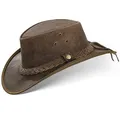 Produktbild: Black Forest Fox® Texas Western Reiten Cowboy Leder Hut (Vintage-Brown, S)