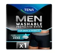 Produktbild: TENA Waschbare Schutzhose für Herren, weiche, bequeme und sichere Boxershorts zum Tropfen, unsichtbarer Schutz, klassischer Schnitt, leichte Absorption, 1 Stück, Schwarz, Größe M