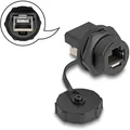 Produktbild: Delock RJ45 Cat.6A Kupplung mit Verschlusskappe zum Einbau IP67 staub- und wasserdicht (Netzwerk Kupplung) (87251)