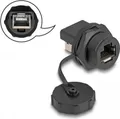 Produktbild: DeLOCK RJ45 Cat.6A Kupplung mit Verschlusskappe zum Einbau IP67 staub- und wasserdicht, Cat6a, Schwarz, Metall, Kunststoff, IP67, 31,6 mm, 1 Stück(e)