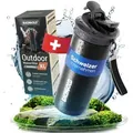Produktbild: BACHGOLD Trinkflasche Profi Outdoor Wasserfilter Flasche mit 1500L Filterkapazität, Entfernt 99,99 % Bakterien & filtert Viren, Partikel & Schwermetalle schwarz 800 ml
