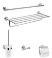 Produktbild: hansgrohe Logis Universal Handtuch-/Toilettenpapierhalter Bad-Accessoire (Ablage, Set 5-teilig, Toilettenbürste mit Halter, Haken) Chrom