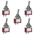 Produktbild: Heschen Miniatur Kippschalter MTS-101 1-polig Ein-Aus, 2A 250VAC / 5A 120VAC, Kleiner Hebelschalter mit 2 Lötanschlüssen für Elektronik-DIY & Modellbau, 5 Stück
