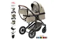 Produktbild: Daliya® Kombi-Kinderwagen FLEXI-PRO M 3in1 Kinderwagen & Buggy, Reisekinderwagen, XXL Set, (XXL-Set mit i-Size Babyschale, 13-tlg), Einhändig abnehmbare Wanne, i-Size Babyschale, Alu-Rahmen, Gummireifen