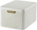 Produktbild: CURVER Aufbewahrungskorb Korb mit Deckel Regalbox STYLE L Creme 33x44x24 cm