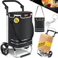 Produktbild: KESSER® Einkaufstrolley klappbar mit 56L Kapazität und belastbar bis 50kg | 3in1 Trolley Sackkarre & Umhängetasche | Faltbarer Einkaufswagen ink... - Schwarz