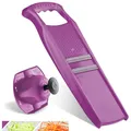 Produktbild: Börner Roko PowerLine Gemüseschneider Set mit Fruchthalter (2-tlg.) • Feiner Streifenschneider für Obst & Gemüse + Gemüsehalter • Julienne Schneider • Gemüsehobel Set • Farbe: Violett