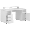 Produktbild: MÖBELPARTNER Niels light Schreibtisch perlweiß rechteckig, Wangen-Gestell weiß 150,0 x 70,0 cm